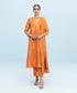 Women's Winter Unstitched Embroidered Extra Weft Jacquard Orange 3 Piece Suit